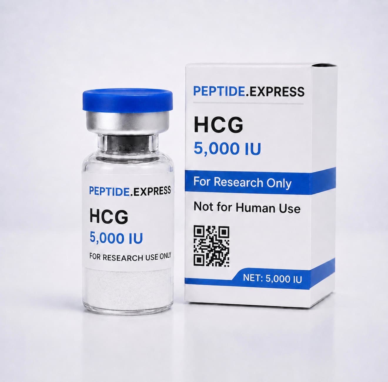 Product photograph of research-grade HCG supplied by Peptide.Express.